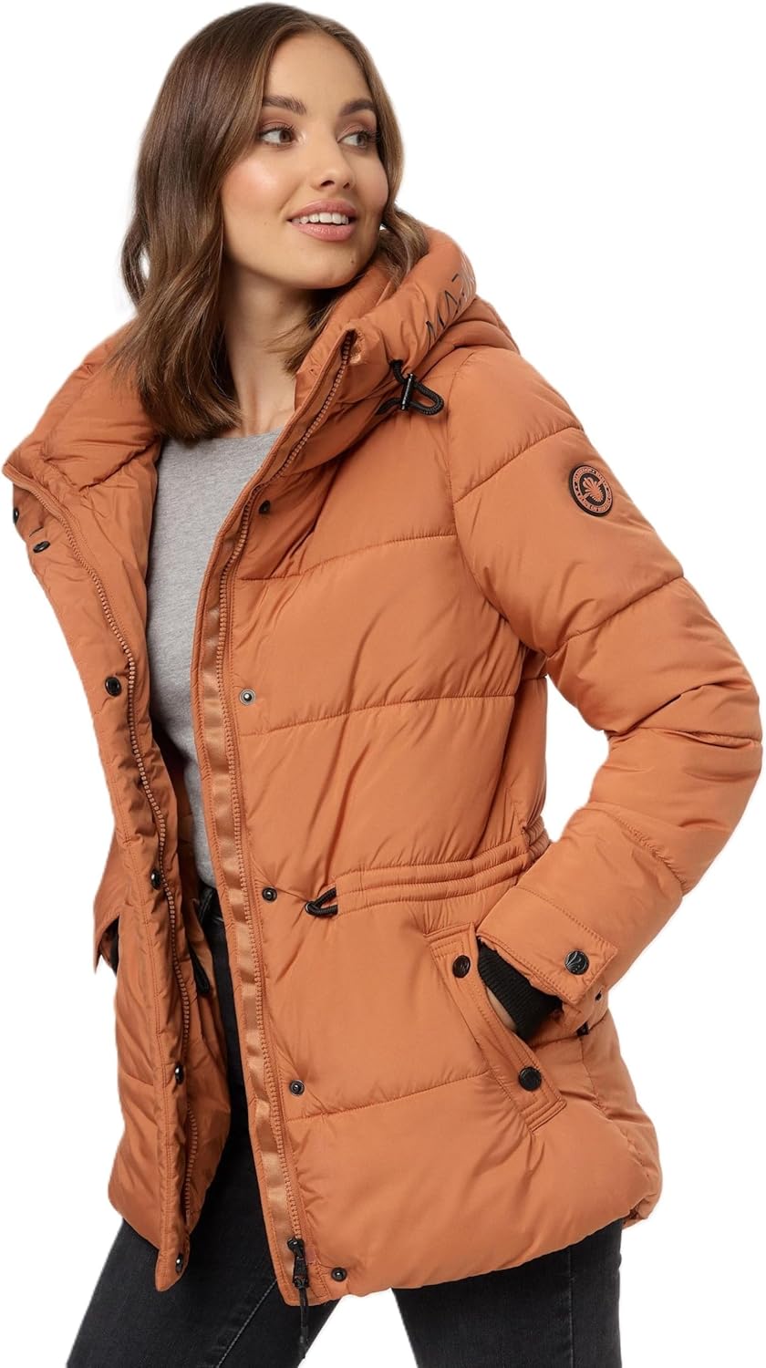 MARIKOO B947 Gewatteerde winterjas voor dames, warm, Dark-Olive, S