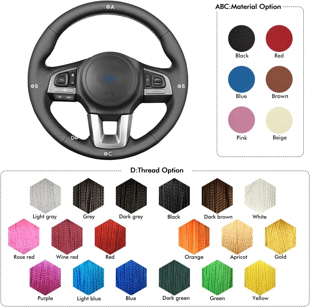 MEWANT Car Steering Wheel Cover for Subaru Legacy/Outback/XV (Crosstrek) / Forester Hand-Stitched Car Steering Wrap
