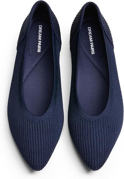 DREAM PAIRS Women's Knit Ballet Dressy Flats Comfortable Washable Flexible Breathable Casual Classic Work Office Walk Pointed Toe Flats