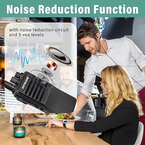 Miniatura 5 de KETELESE KP01 Walkie Talkies profesionalesnegocios, Walkie Talkies programables con auricular, recargable, juego de radio bidireccional, para