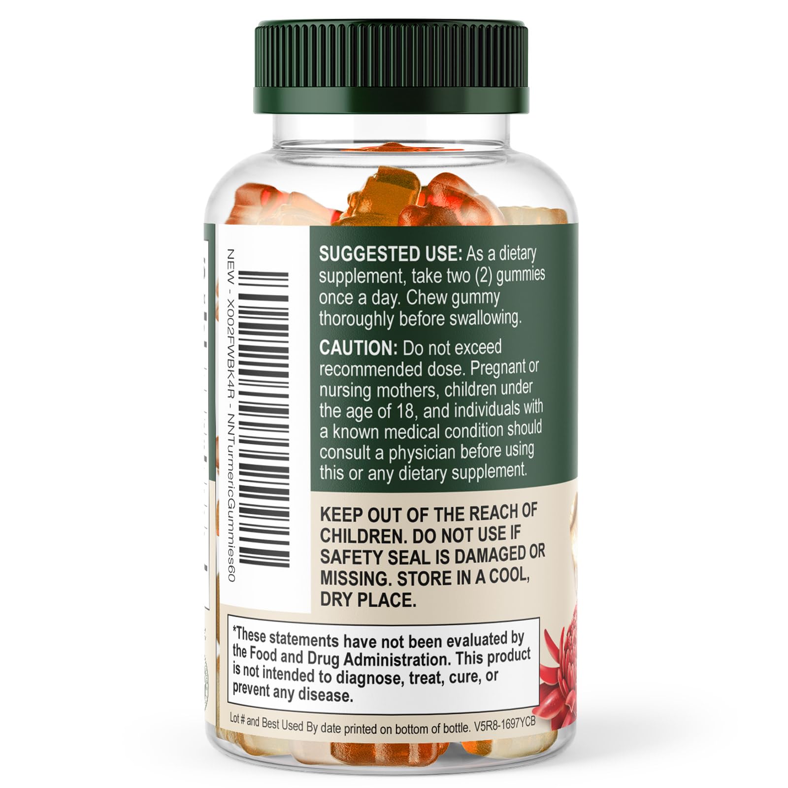Turmeric Gummies - 95% Curcuminoids - Best Turmeric Curcumin Supplement with Ginger, Black Pepper for Enhanced Absorption, Natural Vegan Joint Support Curcumin Gummy - Tasty Peach Flavor - 60 Gummies — Amazon image 8