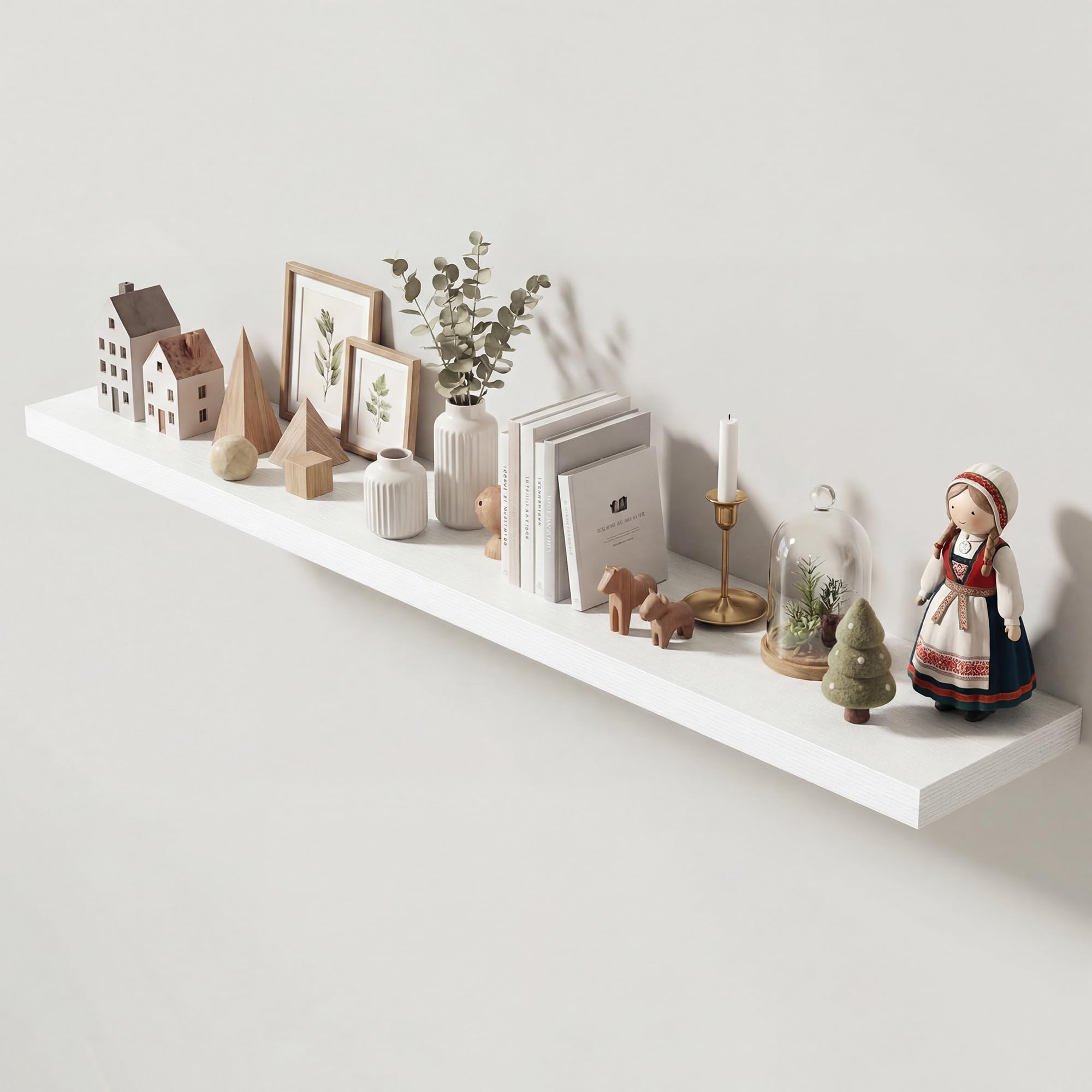Dreamland 72 Inches Floating Shelves for Wall,9.3" Deep Long Floating Shelves Set of 1,Large Display &amp; Storage Shelf,Wall Shelf for Bathroom Bedroom Living Room Kitchen Office,White