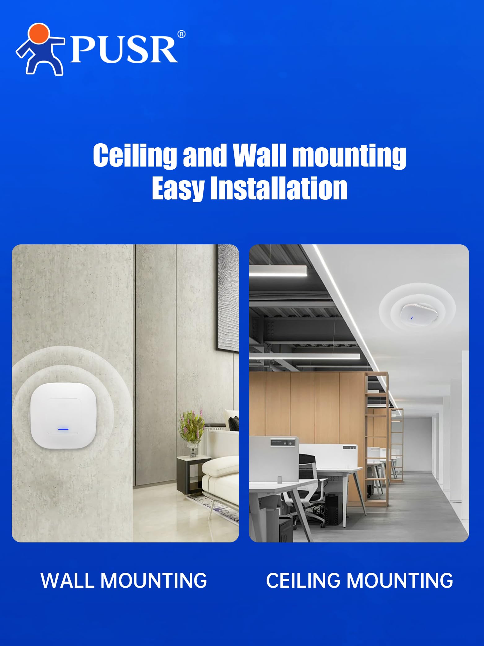 WiFi 6 Soffitto AP Dual Band Wireless Access Point AX3000 Modalità multiple Router, AP e ripetitore Supporto 802.3at PoE Fino a 256 utenti finali USR-AP310i