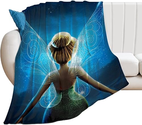 Cute Tin.ker Bell - Manta de forro polar súper suave, manta acogedora y mullida de franela de microfibra para sofá, cama, sofá, 40 x 50 pulgadas