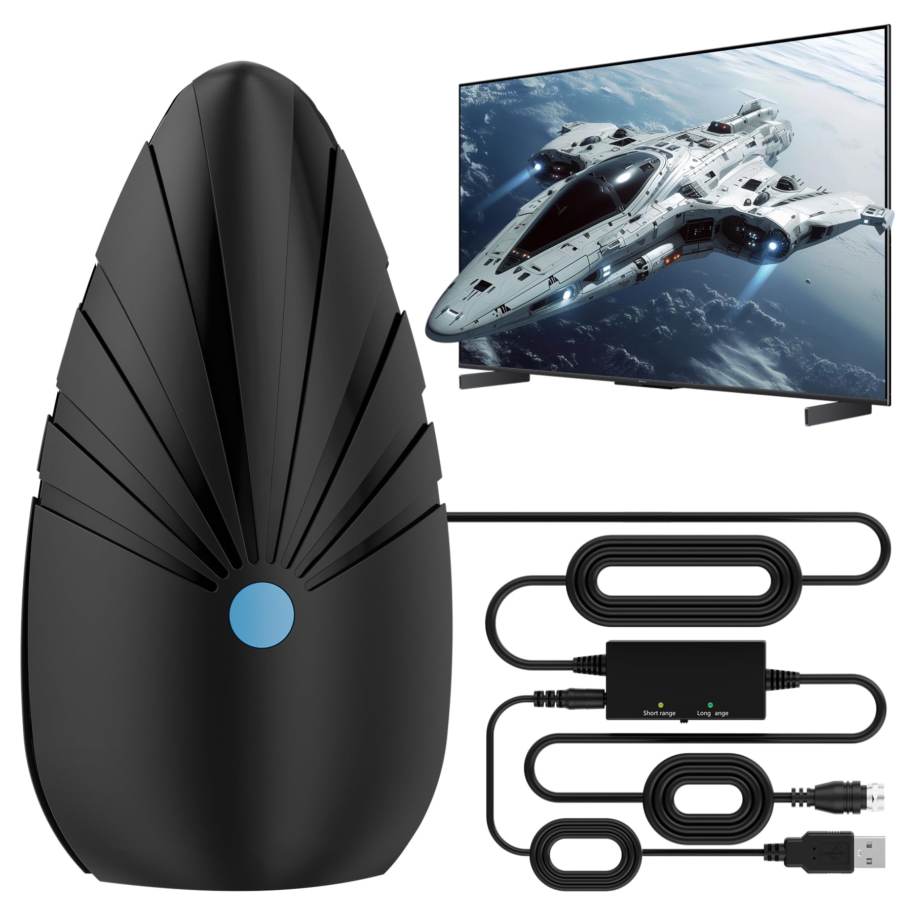 2026 Indoor TV Antenna for Smart & Old TVs, Digital HD Antenna for Local Channels, Support 4K 1080P VHF UHF, 360° Long Range Reception with Signal Amplifier - 70% off