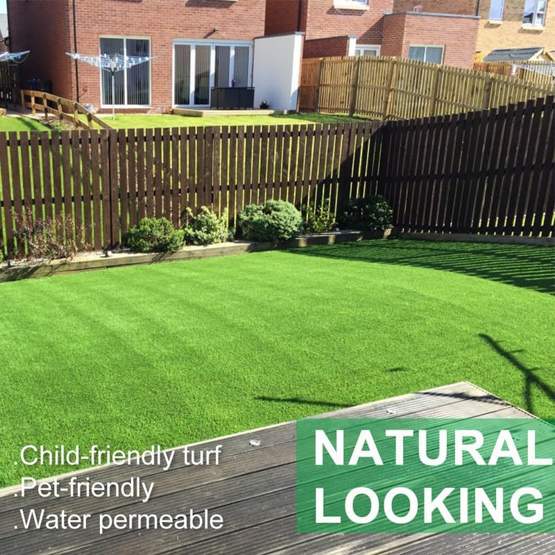 Miniatura 4 de Alfombra de césped artificial de 1.38 pulgadas, 4 x 6 pies, césped artificial sintético para interiores y exteriores, jardín, balcón, césped,