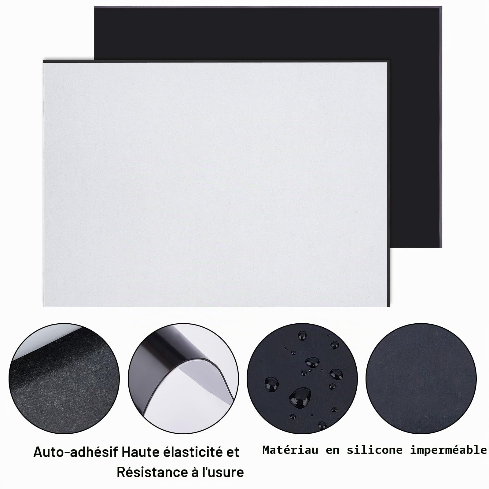 BENECREA 4PCS Feuille Adhésif Silicone 30x21cm Noir Caoutchouc de silicone A4 taille 1mm d'épaisseur pour shimme matériel de bricolage,supports,nivellement,étanchéité,protection