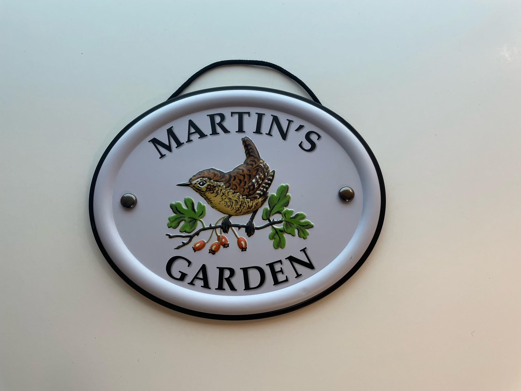 Personalised Embossed Metal Garden Sign 12x15cm – British Bird Design – Outdoor Decorative Hanging Garden Plaque – Weatherproof Metal Sign for Garden Walls Fences or Sheds (Martin)