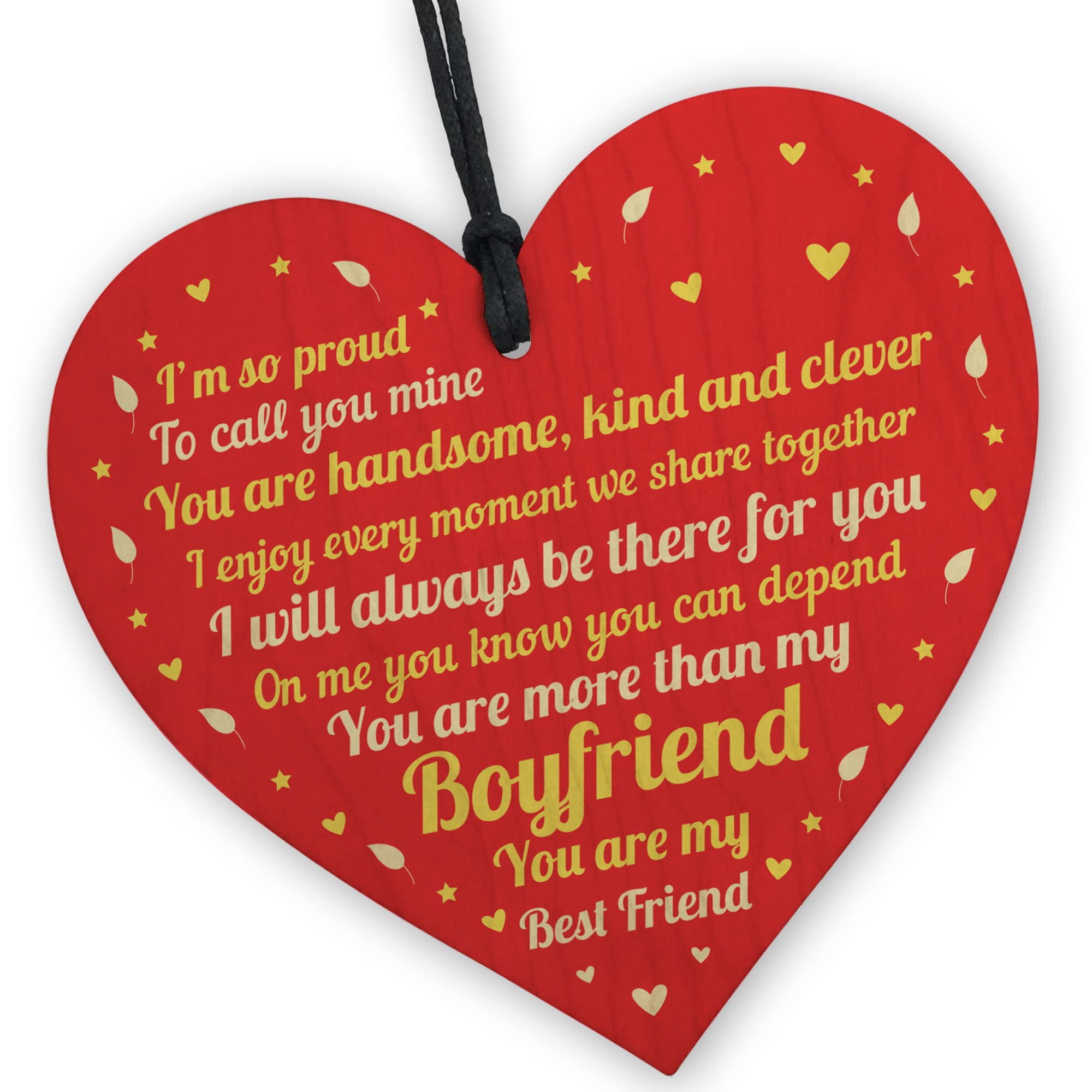 Red Ocean Boyfriend Gifts Wood Heart Valentines Gift Boyfriend Anniversary Present Best Friend Gift