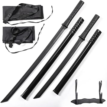 RTCT Katana Sword Polypropylene Training Samurai Sword 2-Piece Set with Display Stand High Intensity Training Plastic Knife Japanese Sword Katana, Decoration, Safety, Cosplay