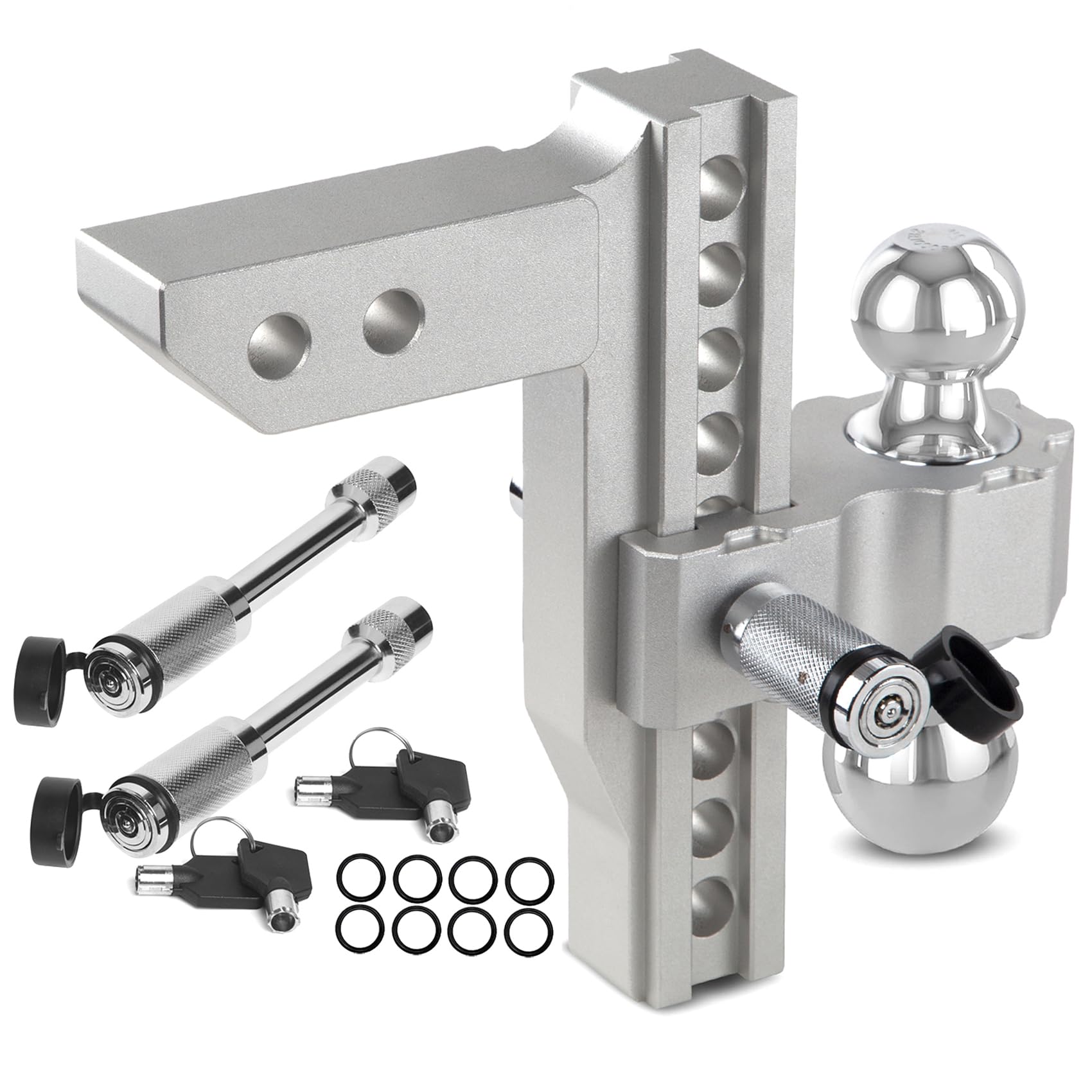 IMALEN Adjustable Drop Hitch, 8 Inch Drop/Rise Trailer Hitch Ball Mount fit 2-Inch Receiver, 12500 LBS GTW, Heavy Duty Aluminum Alloy 2" and 2-5/16" Ball Mount