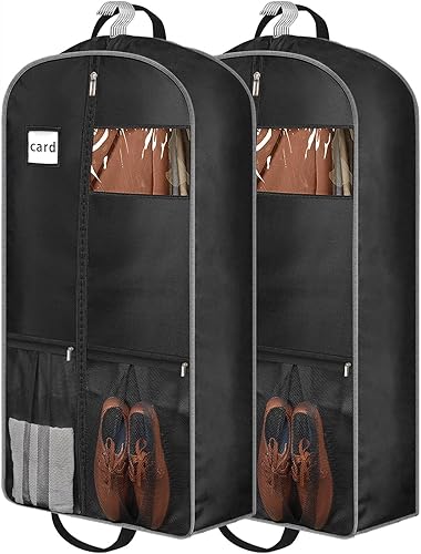 Bolsas de ropa resistentes de 43 pulgadas para viajes, bolsas de traje reforzadas de 6.5 pulgadas para almacenamiento en el armario, 2 asas, bolsa