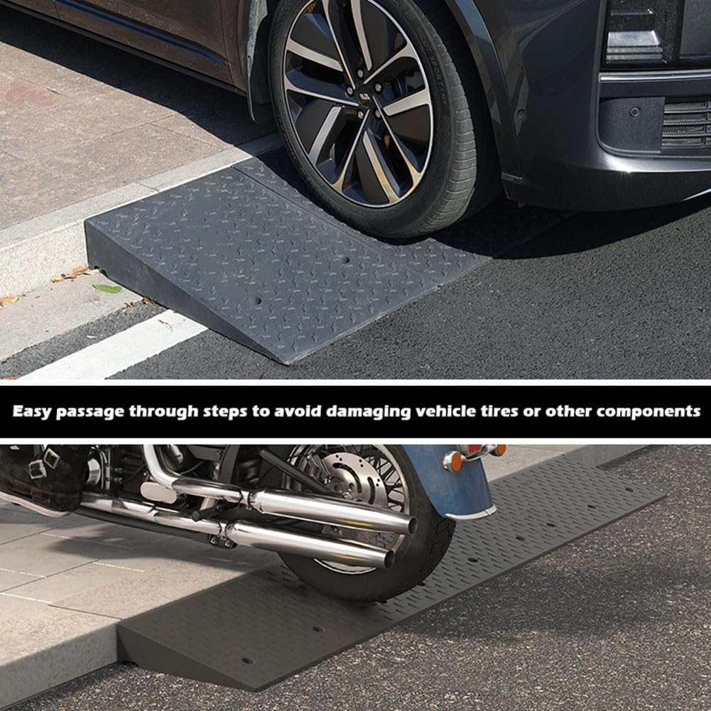 Rampa Progowa Gumowa o Wysokości 11–15 cm, z Antypoślizgową Teksturowaną Powierzchnią, Dla Wózków Inwalidzkich i Skuterów Elektrycznych(13cm(5.1inch))