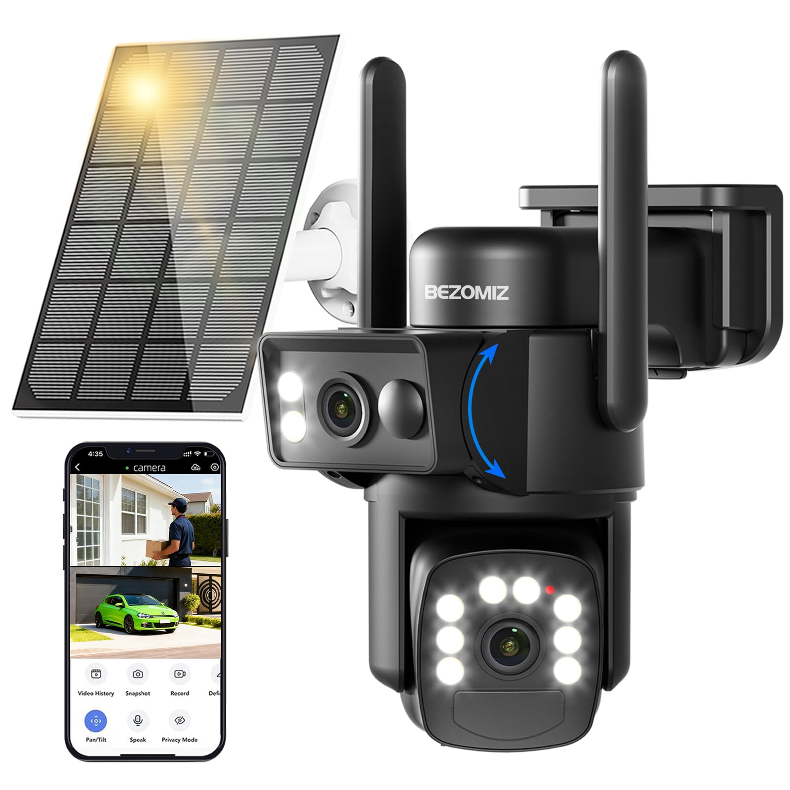 Caméra de surveillance extérieure Wi-Fi 8MP 360° PTZ avec détection humaine et audio bidirectionnel