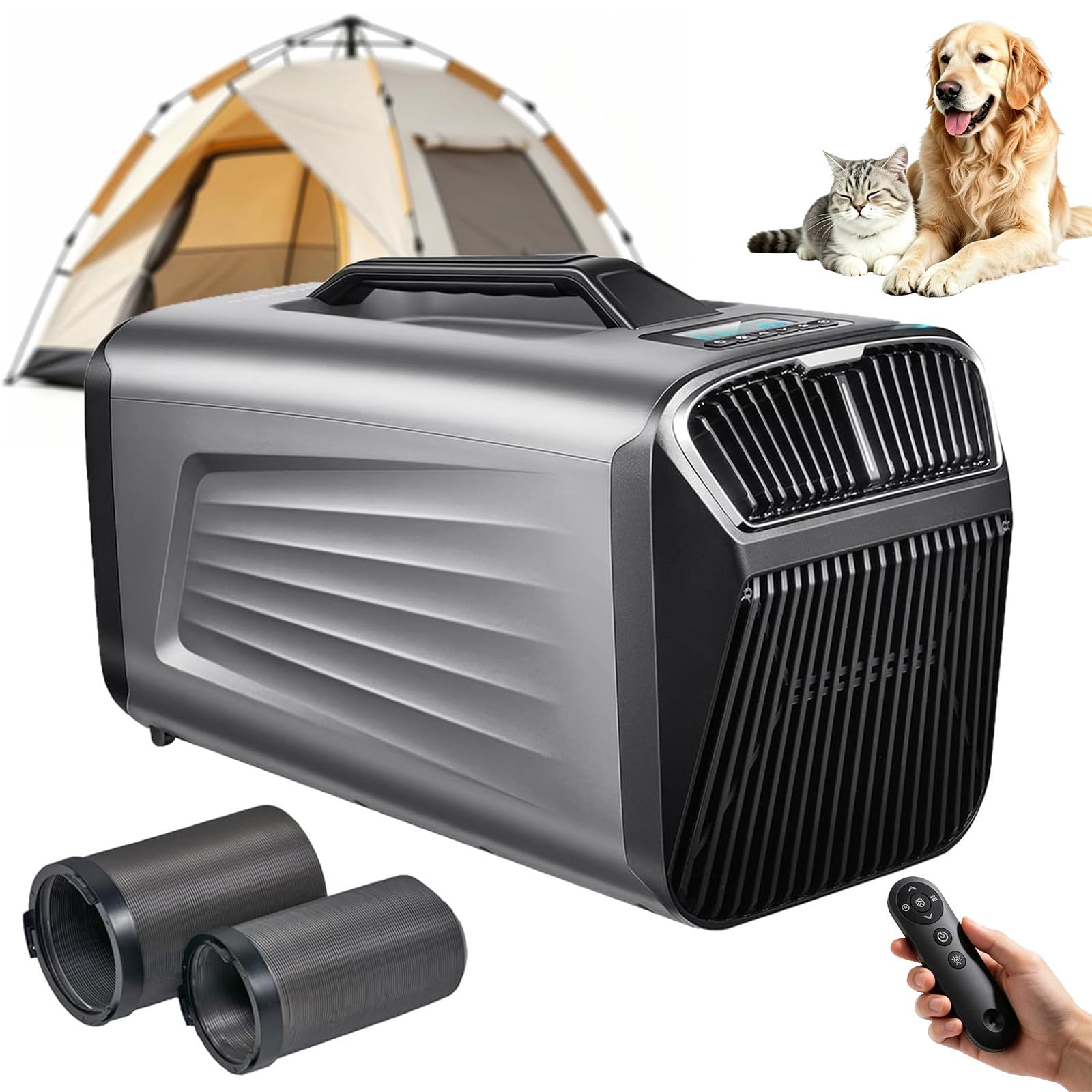 ZEEKYFOR 5200BTU Portable Tent Air Conditioner for Camping Outdoor and Indoor Use, 4 Mode Mobile Air Conditioner with Remote Control Grey