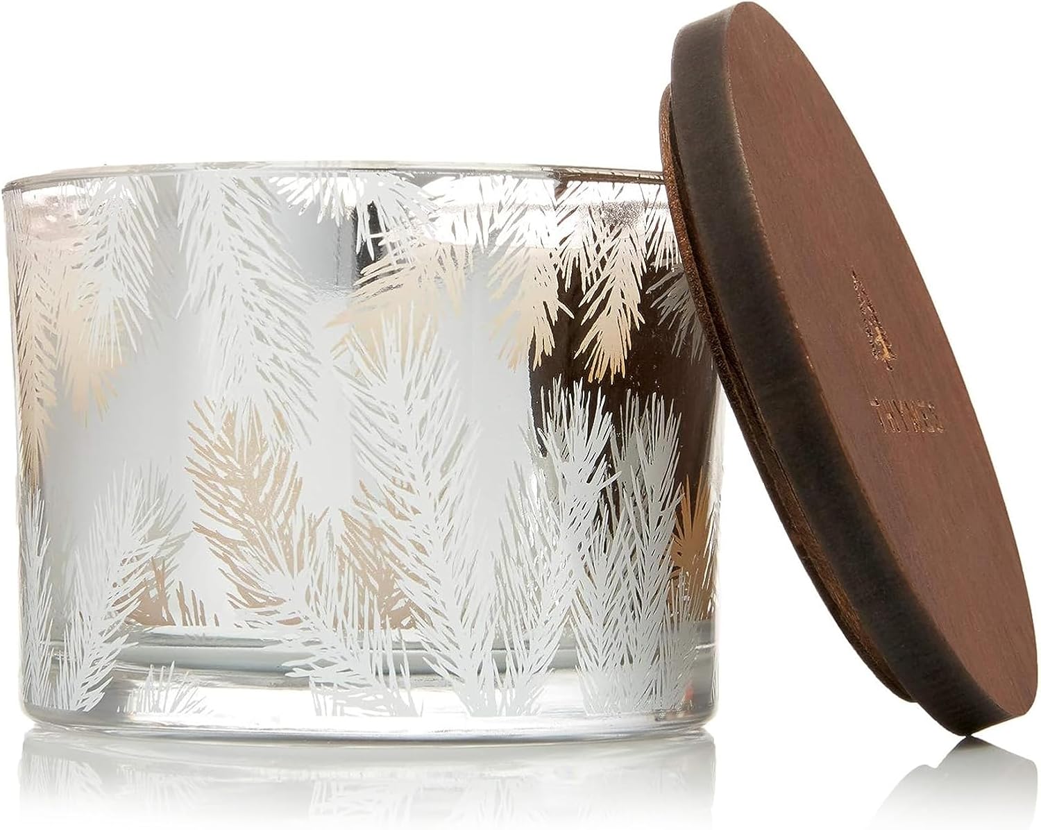 Thymes Frasier Fir Candles - Statement Collection - Silver with Pine Needle Design - Scented Candles for Home Decor - Notes of Siberian Fir Needles, Cedarwood & Sandalwood - Medium Luminary (20 oz) - Thumbnail 3