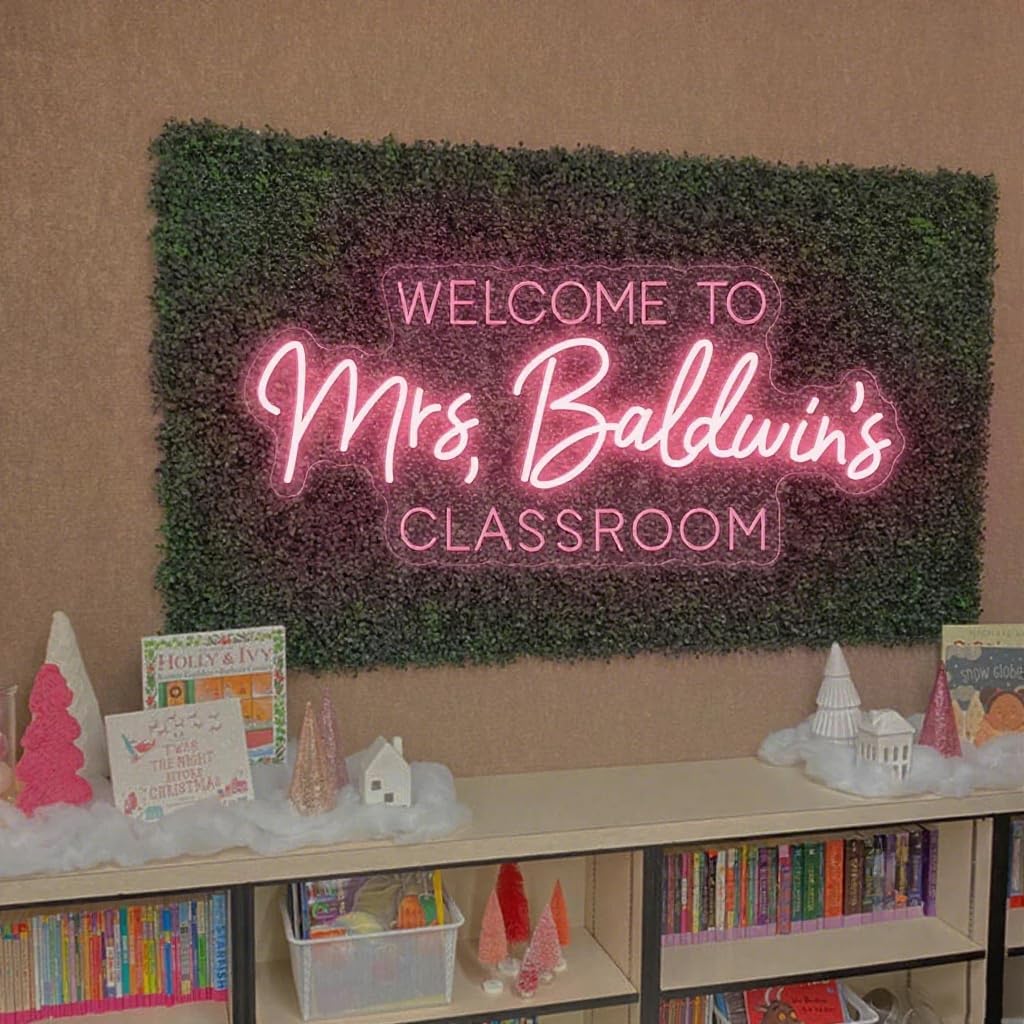 Custom Teacher Name Neon Sign, Personalized Classroom LED Neon Light, Welcome to Classroom Décor, Teacher Welcome Door Hanging Sign, Gift for Teacher