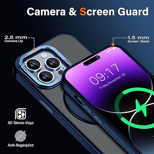 Miniatura 6 de Funda con anillo giratorio de 360 para iPhone 14 Pro Max compatible con MagSafe protección de grado militar, a prueba de golpes, soporte delgado e