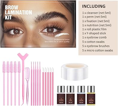 Premium Brow Lamination Kit with Keratin for Fuller, Thicker, 3D Natural Brows. Professional Salon Results, Long-Lasting 6 Weeks. Eyebrow Lift Set for Wild, Shapely Brows