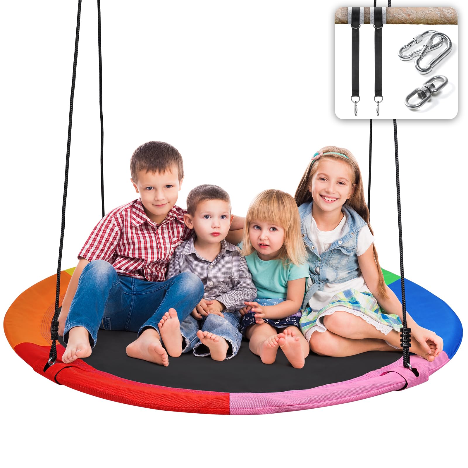 Homde Flying Saucer Swing Anti-Fade Tree Swing Set Outdoor Indoor Swings with Adjustable Straps for Kids, Men, Women and Teens