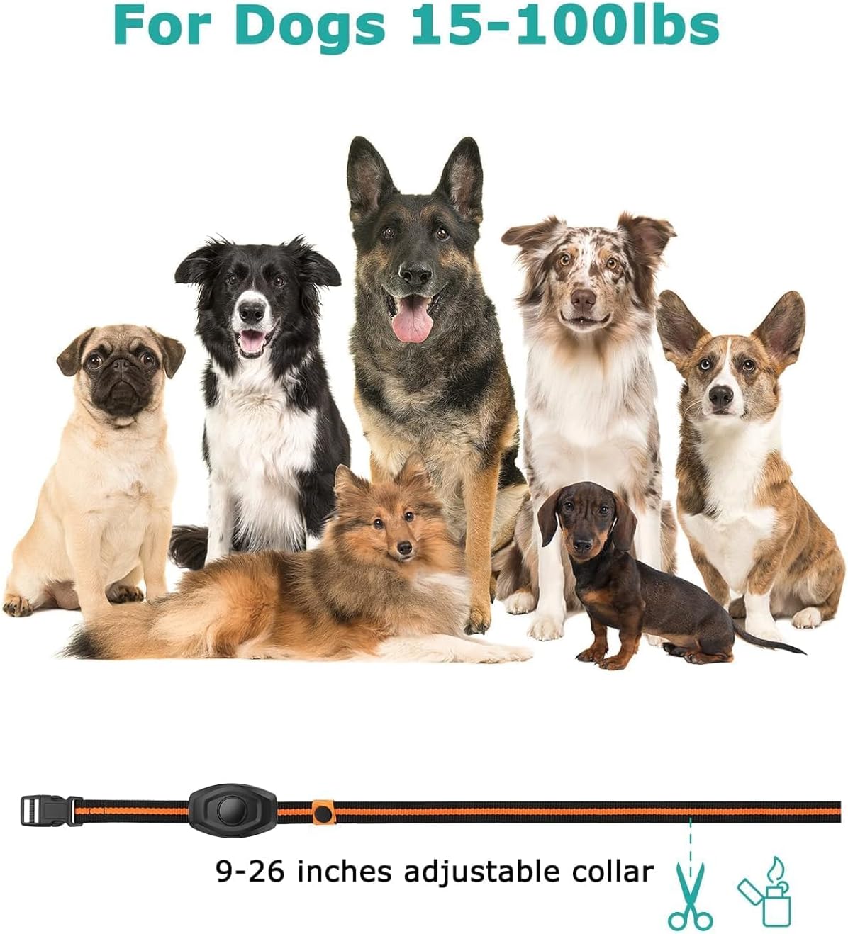 Metal Dog Training Collar with Remote,1300Ft Range, Waterproof & Rechargeable Electric Shock Collar with 3 Training Modes, Security Lock – Adjustable for Large & Small Dogs, 22.86cm, W 3.56cm, Black