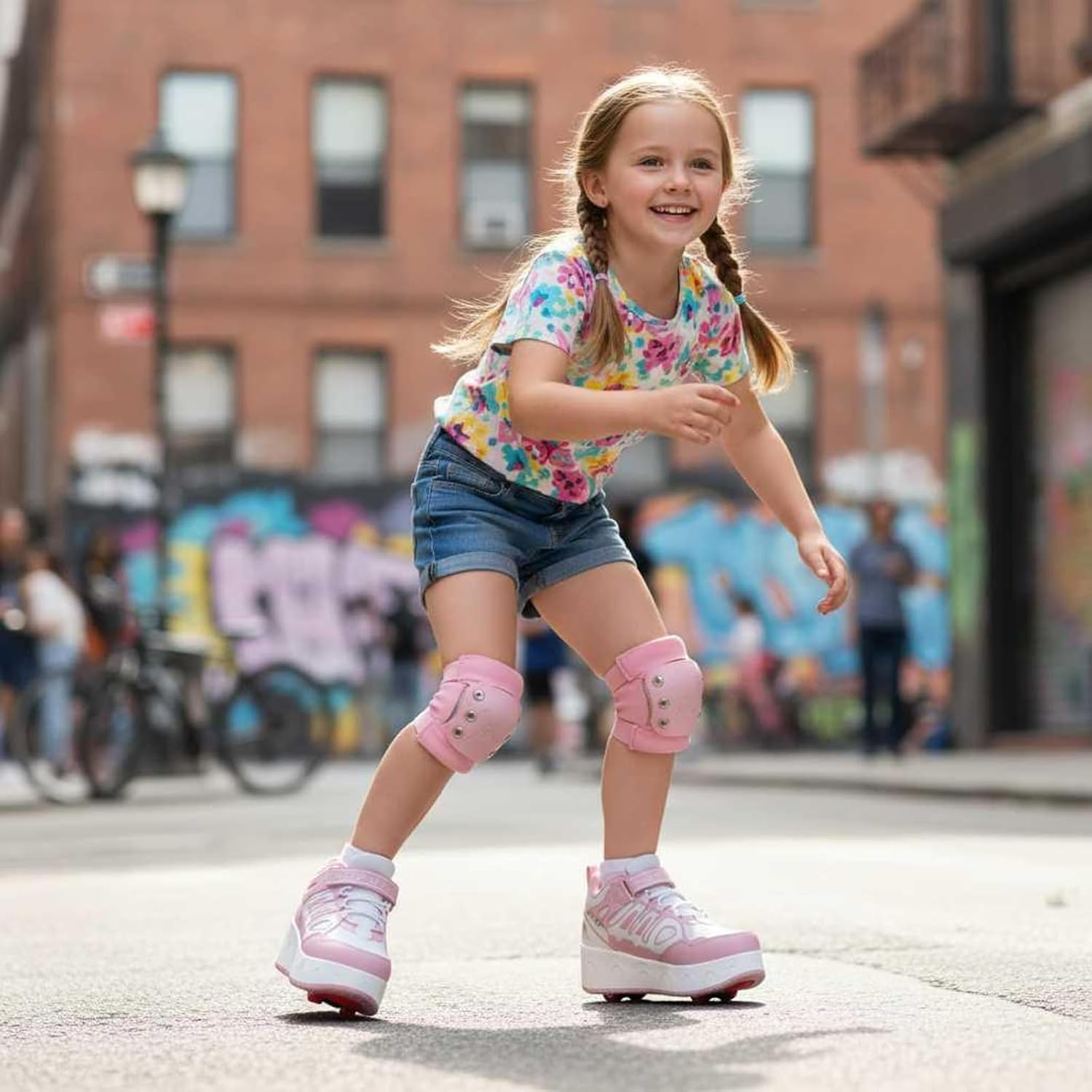 Roller Skate Shoes for Kids Boys and Girls, Detachable 4-Wheel Sneakers for Outdoor Play, Beginner Friendly