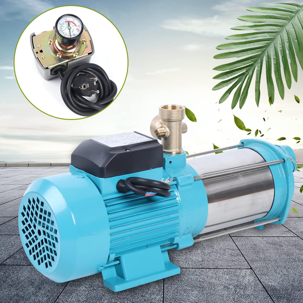 Pompa centrifuga professionale, 1300 W, 4000 l/h, 9,8 bar, pompa da giardino con interruttore a pressione, pompa da giardino, autoadescante, per fattoria, stagno, giardino