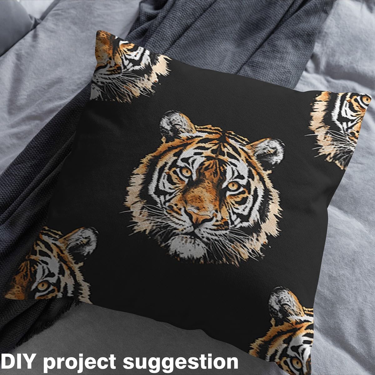 Tiger Head Print Fabric by The Yard Watercolor Cute Wild Animal Decorative Fabric for Kids Teens Adults Western Jungle Style Fabric for DIY Outdoor Indoor Furnishing Hobby 5 Yards,180" L x 59" W