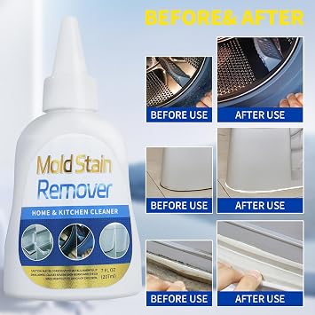 Home Stain Cleaner, 7 fl oz Mold Stain Cleaner Gel for Washing Machine, Home Stain Cleaning Gel for Fridge, Tile, Grout, Sink, Shower, Caulk, and Front Loader Seal