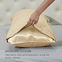 Vista 172 de Bedsure Fundas de almohada de satén, similares a las fundas de almohada de seda tamaño Queen, juego de 2, fundas de almohada para mujeres que