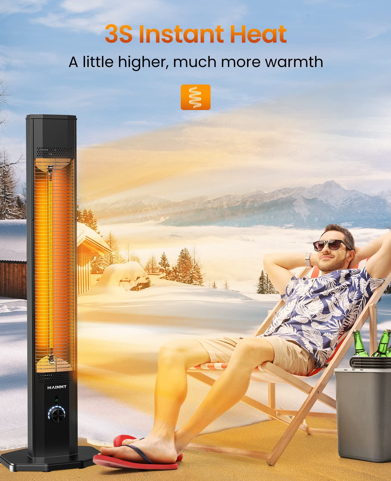 Amazon.com: Outdoor Electric Patio Heater, Haimmy 42in Infrared Heater with  Remote, 9 Heat Levels, 9H Timers, 1500W Instant Heating, Safety Lock,  Tip-Over u0026 Overheat Protection, IPX5 Waterproof Tower Space Heater : Patio,