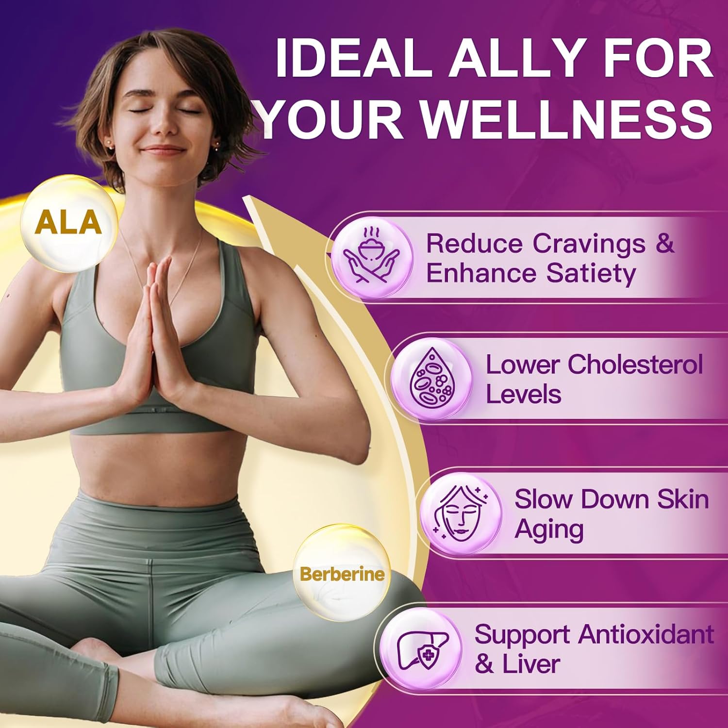 ZEBORA Premium Berberine HCL Supplement 1200 mg, Berberine GLP-1 Support with Ceylon Cinnamon, ALA & Capric Acid, Supports Immune & Antioxidant, Non-GMO, 120 Capsules - Image 4