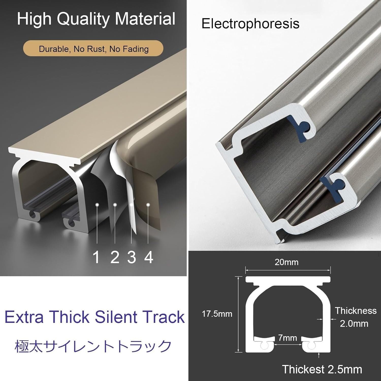 Ceiling Curtain Rods Set - 330cm Metal Track for Sliding Doors, Terrace & Gazebo - Quiet Open/Close, Ideal for RVs & Windows, White - Durable Curtain Hanging System