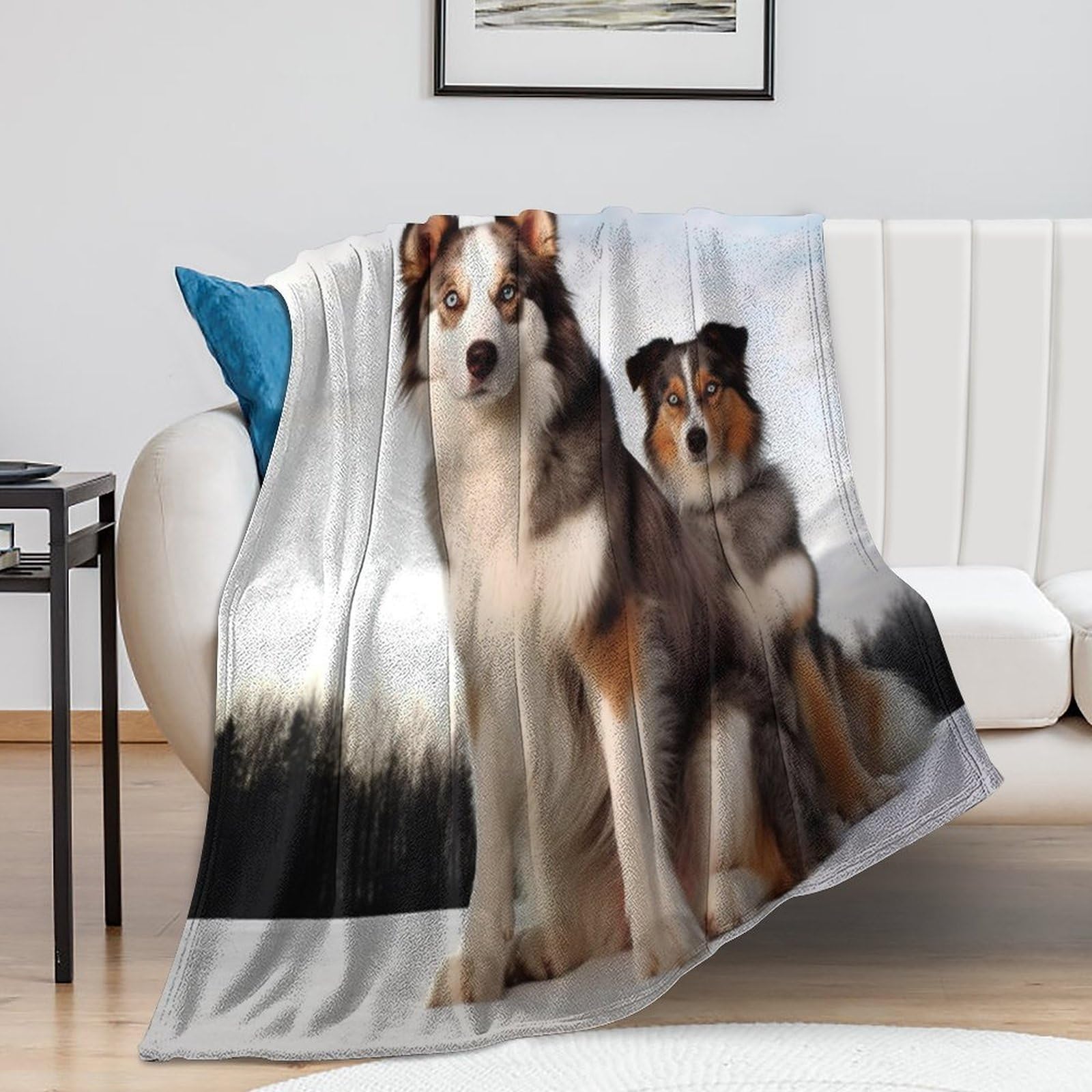 Couverture de lit en peluche chien plaid chaud et léger décoration maison 100x130