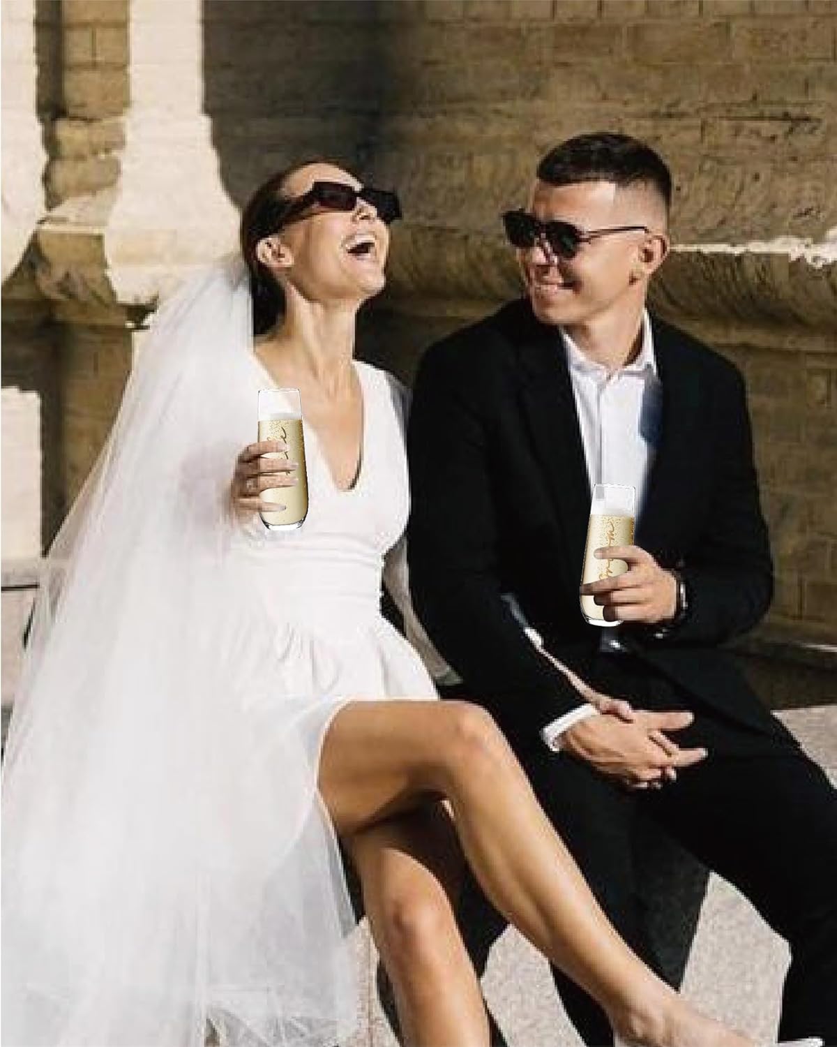 Bride and Groom Champagne Glasses，Mr and Mrs Champagne Flutes Set of 2, Wedding Bridal Shower Gifts, Engagement Gifts for Couples - Image 7