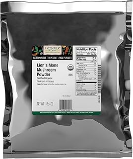 Frontier Co-op Organic Lion’s Mane Mushroom Powder, 1/4 lb Bag - Adaptogenic Superfood for Coffee, Smoothies and Soups