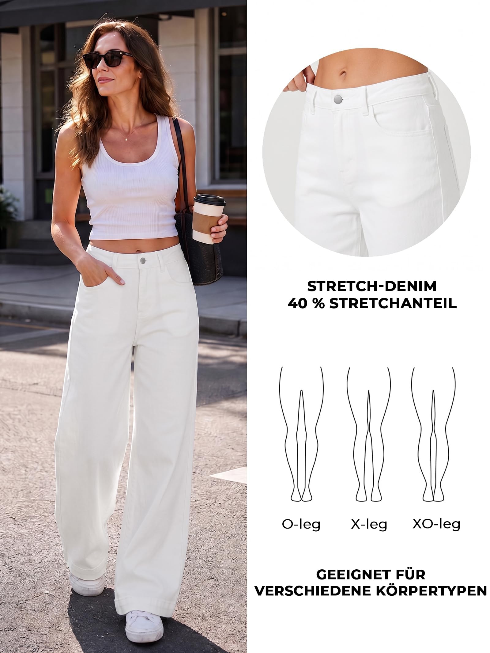 EMMIOL Baggy Jeans Damen Stretch Wide Leg High Waist Denim Hose | Straight Weites Bein Jeanshose Damen Baumwolle y2k Boyfriends Vintage Jeans Hosen mit Taschen
