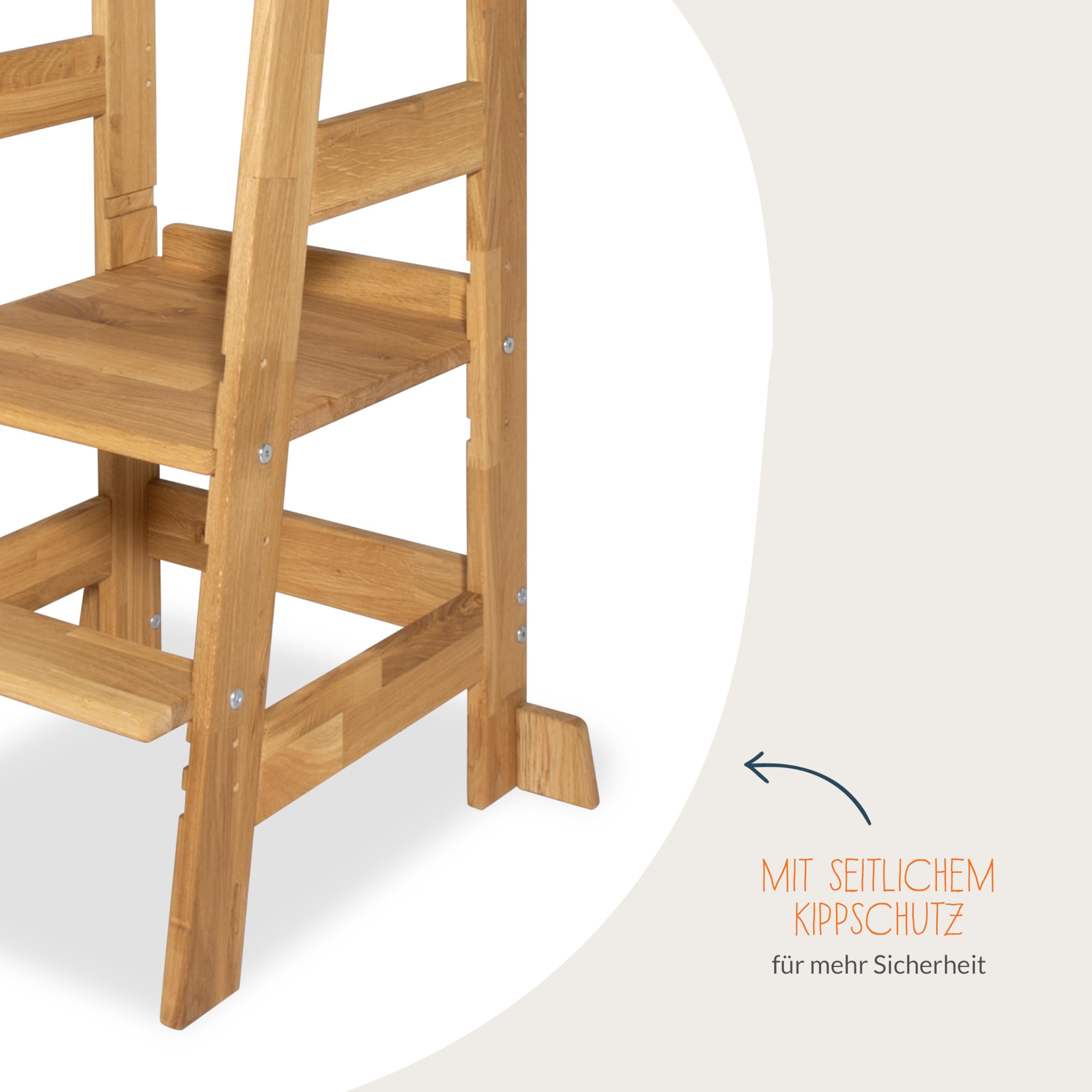 PINOLINO Fino Lernturm - Höhenverstellbarer Kinderhocker ab 1 Jahr – Kinder Tritthocker aus massiver Eiche - Kindertritt, Kleinkindturm, Learning Tower Montessori-inspiriert, Eiche