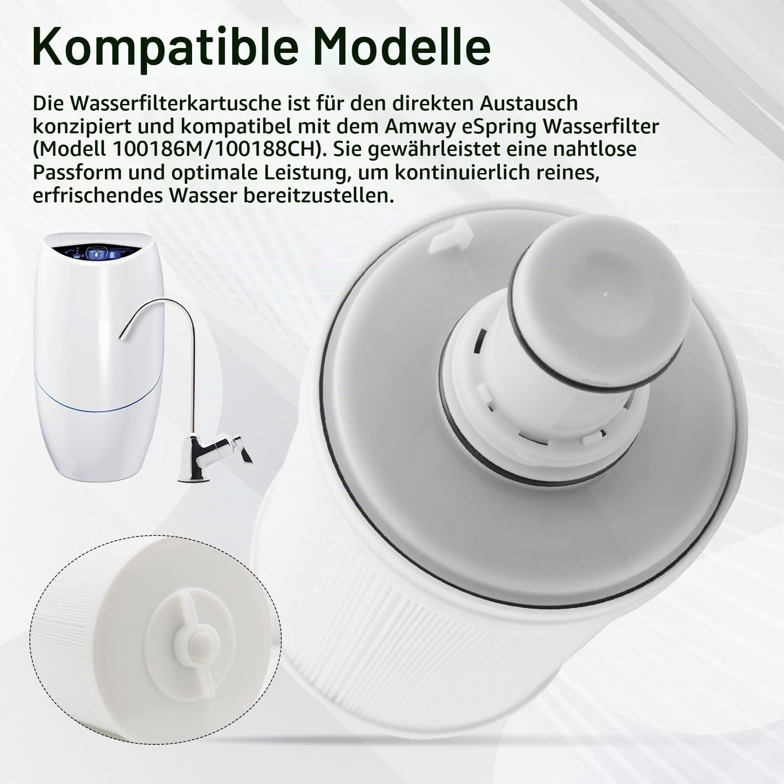 Wasserfilter Kompatibel mit Amway espring 100186M/100188CH, HEPA Aktivkohle-Filtration, Hochpräzise Aktivkohle Filterkartusche, Wasserfilter Kartuschen, Verbesserte Wasserqualität