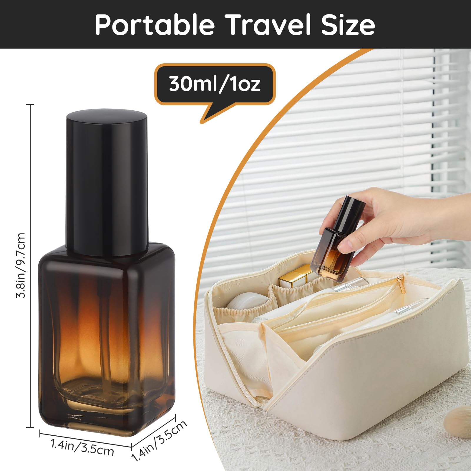 Segbeauty Contenitori da Viaggio Marrone, 2 Pezzi 30ml Bottiglie Vuote in Vetro, Flaconi Viaggio, Leggero e Portatile, per Fondotinta Liquida, Acqua Detergente