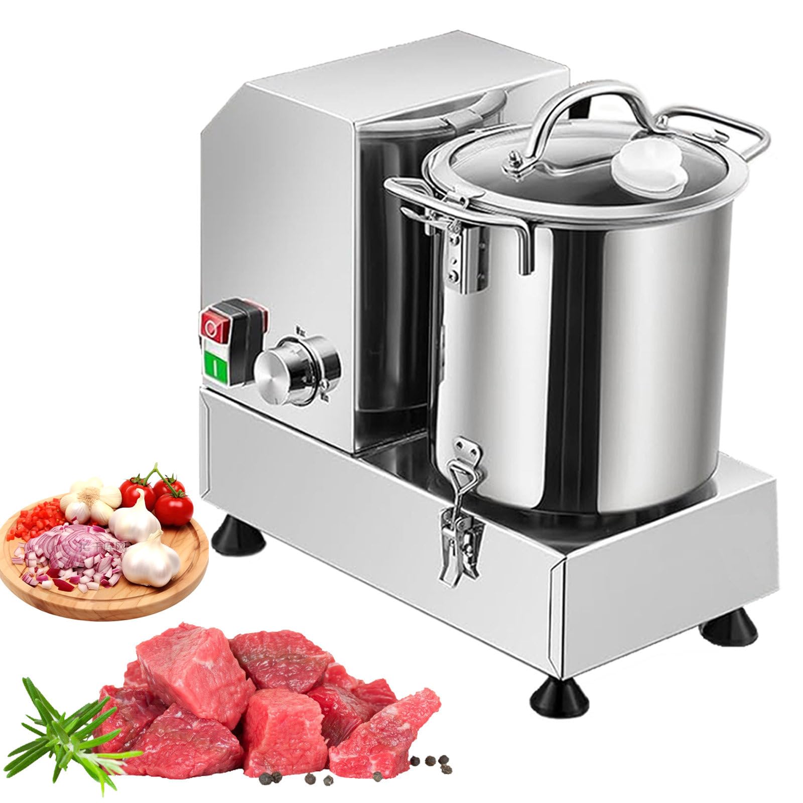 Picadora De Alimentos Profesional De 6/9/15L, Picadora De Cocina, Velocidad Continua + Diseño Desmontable, Cortador De Carne Vegetal Multifuncional Para Uso Comercial Y Doméstico,9L
