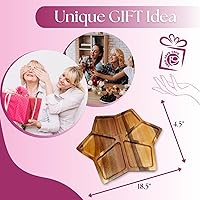 Vista 6 de Koko Bandeja de madera de acacia para servir Plato rústico tallado para alimentos, queso, postres, frutas divididas, verduras, bandeja