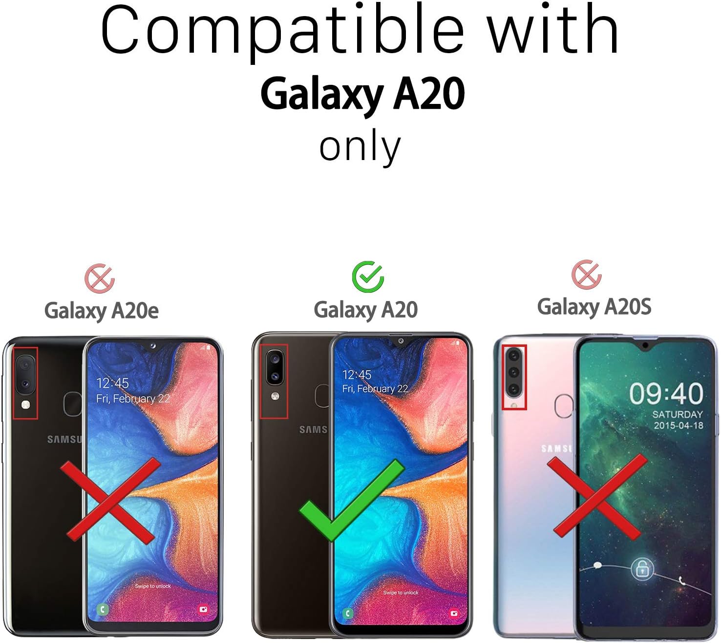 Ferilinso Screen Protector for Samsung Galaxy A20, [2 Pack] [Full Glue][Full Cover] Screen Protector Tempered Glass Case Friendly Protective Film (Black)