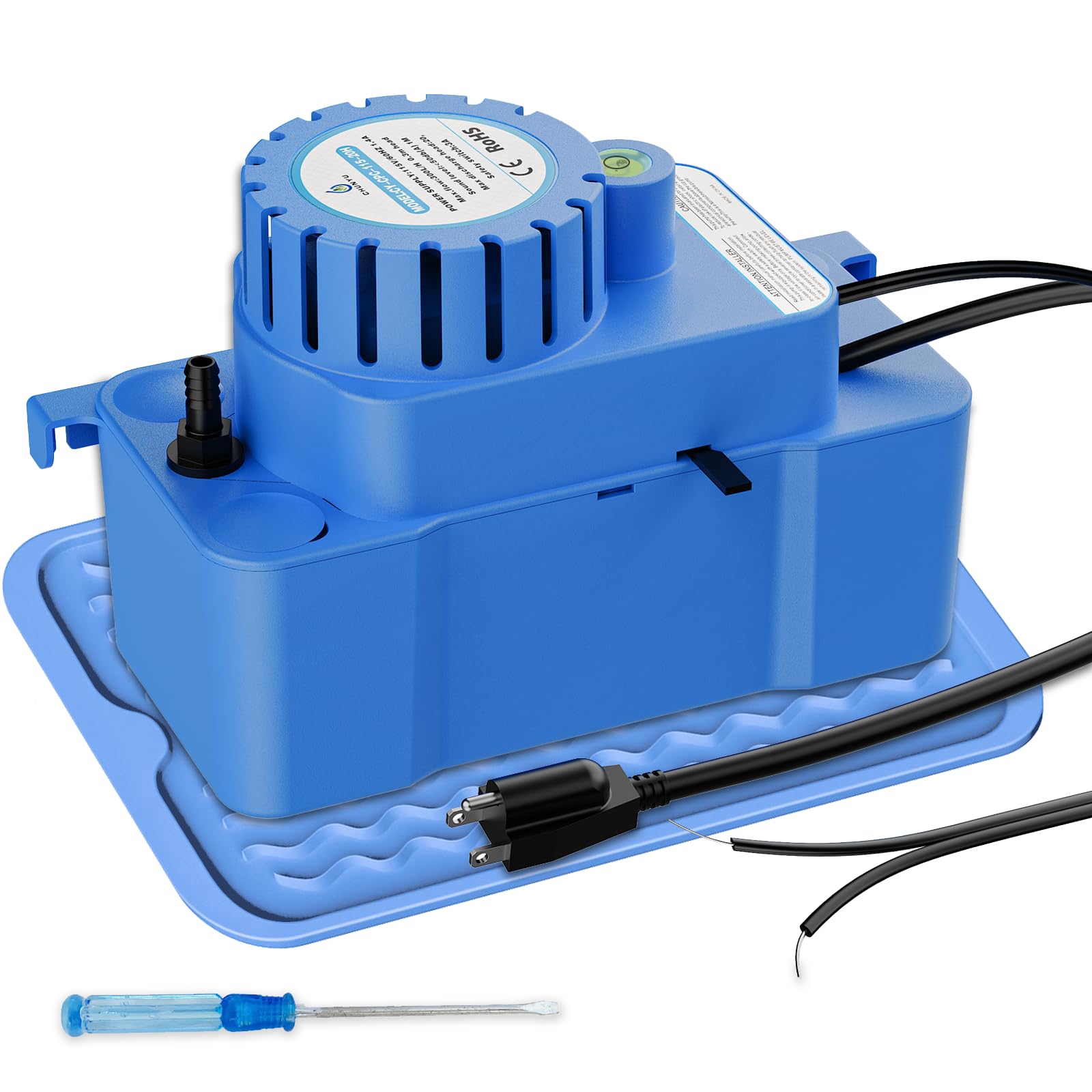 ZLR Condensate Pump for HVAC with Lichen Blue Non-Slip Silicone Mat - 230V 90GPH 1/30HP Automatic Condensate Removal Pump with Safety Switch