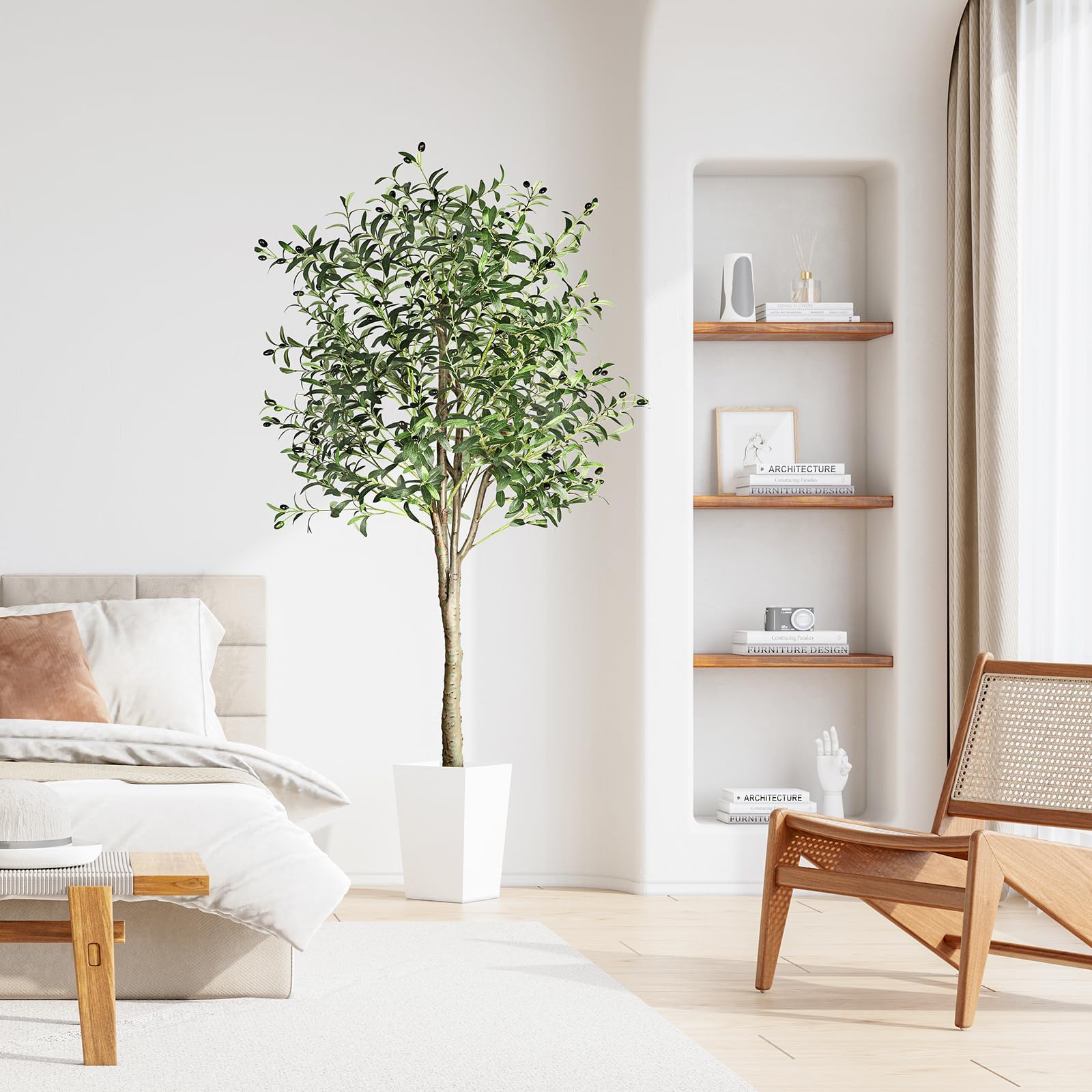 YOLEO Olivier Artificiel 180 cm Plantes Artificielles Interieur Fausse Plante Verte Décoration pour Intérieur Extérieur Maison Chambre Salon Balcon Cour Jardin