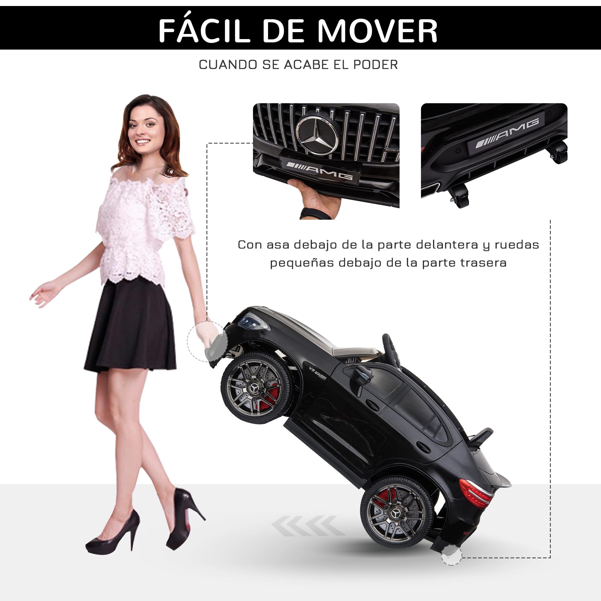 HOMCOM Coche Eléctrico para Niño +3 Años con Mando a Distancia, Batería 12V, 30kg, 115x70x55cm