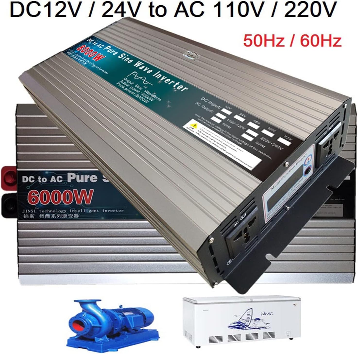 Pure Sine Wave Inverter 12V/24V/48V/60V to 110V 220V 6000W 8000W Voltage Transformer Converter Pure Sine Wave Power Solar(60V 6000W,220V 230V 50HZ)