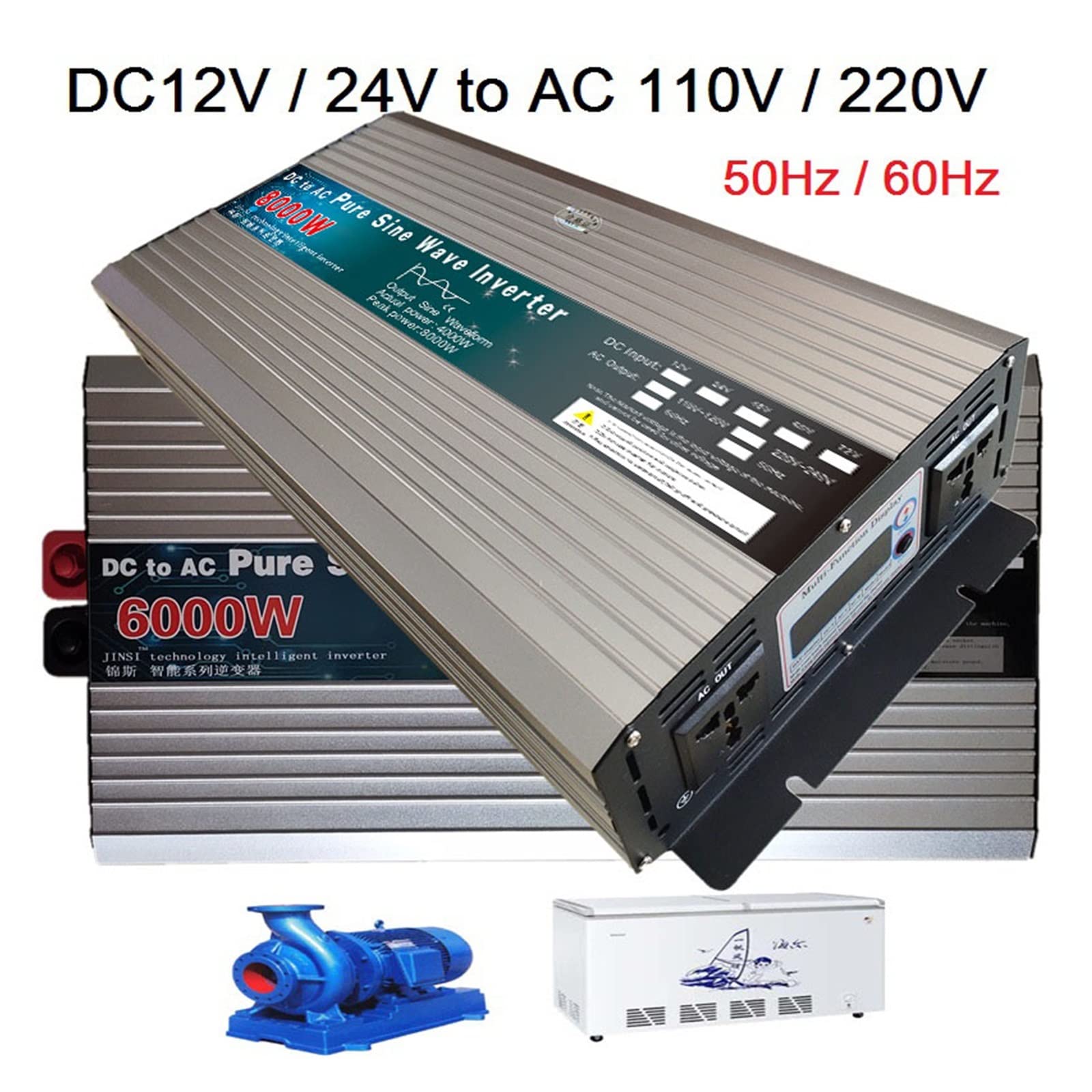 Przetwornica czystej fali sinusoidalnej 12V/24V/48V/60V na 110V 220V 6000W 8000W przetwornik napięcia czysta fala sinusoidalna (48 V 6000 W, 110 V 120 V 60 HZ)