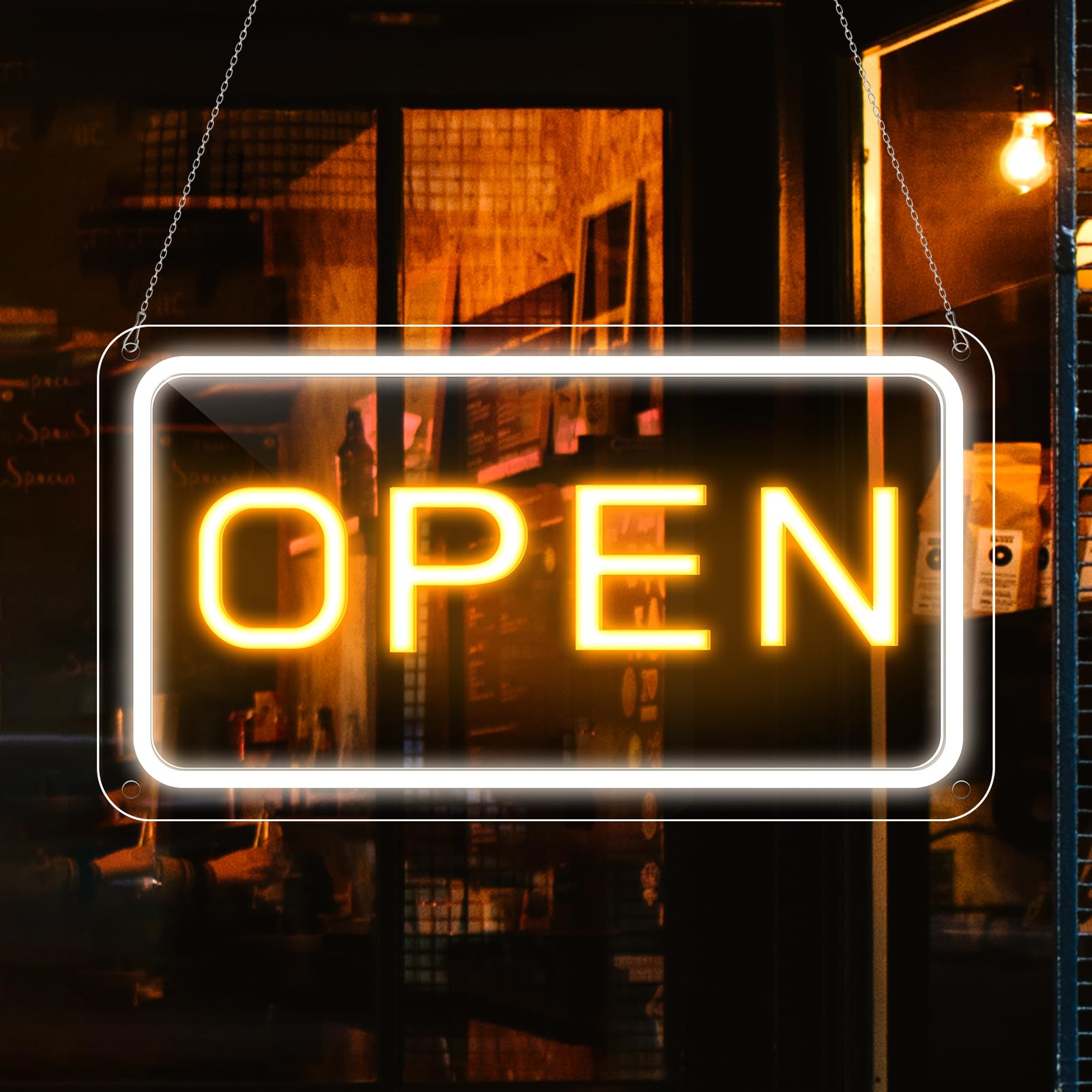 ネオン看板 OPEN オレンジと黄色 ネオン看板 OPEN オレンジと黄色