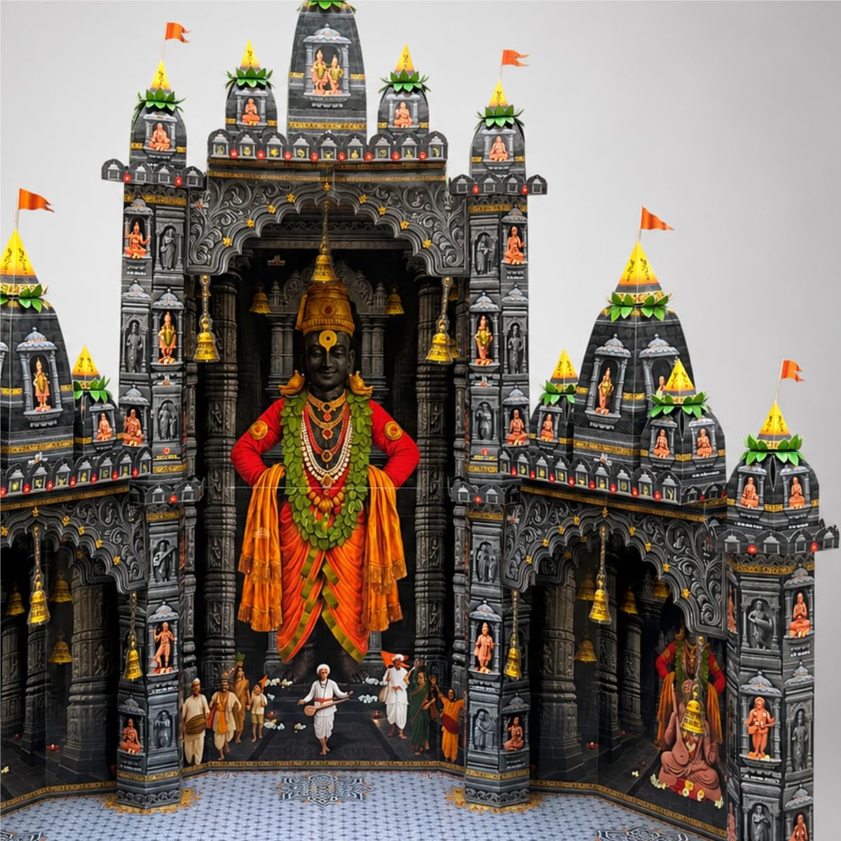 Shree Space Big PANDHARI Makhar DIY Foldable Paper Temple Decoration Kit | Pandharpur Vitthal Mandir | Reusable Festival Makhar for Ganpati, Krishna Janmashtami, Laxmi Pujan & Home Temple | PANDHARI Mandir Makhar-image-14